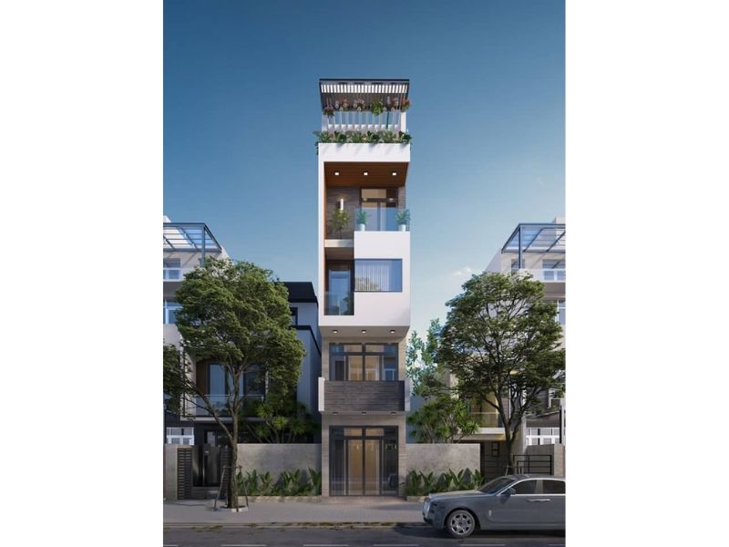 Nhà 5x17m có thang máy sử dụng hệ thống cửa kính giúp đón sáng, đón gió dễ dàng