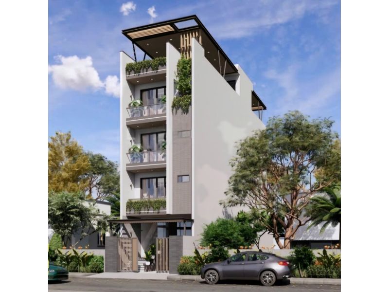 Thiết kế nhà 5x17m tích hợp thang máy có sân thượng rộng rãi 