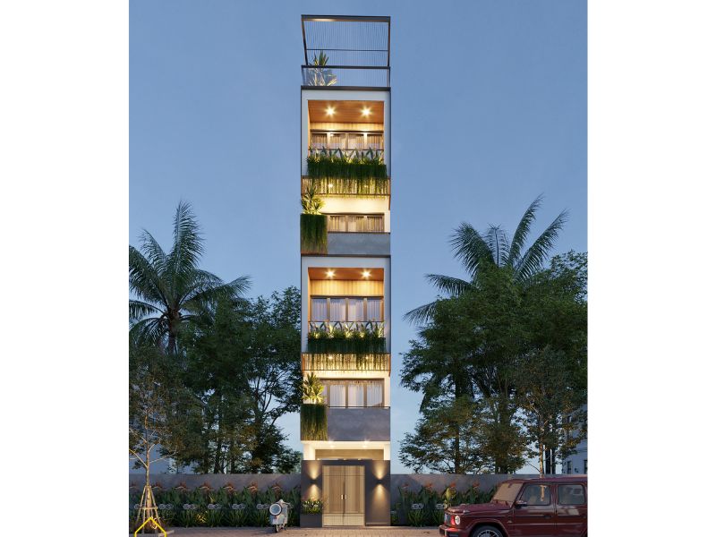 Nhà 5x17m hiện đại 5 tầng bố trí khoa học kết hợp thang máy tiện ích 