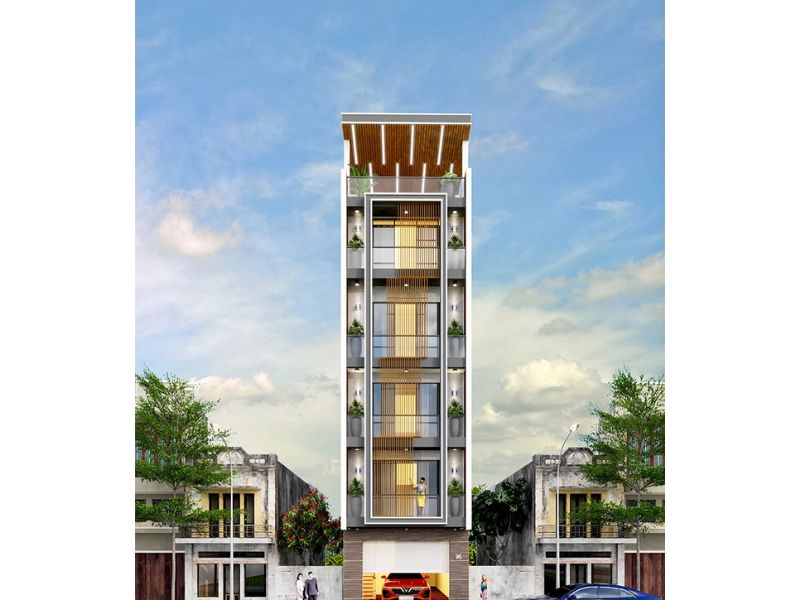 Mẫu nhà 5x17m thiết kế đối xứng tối giản mà hợp xu hướng 