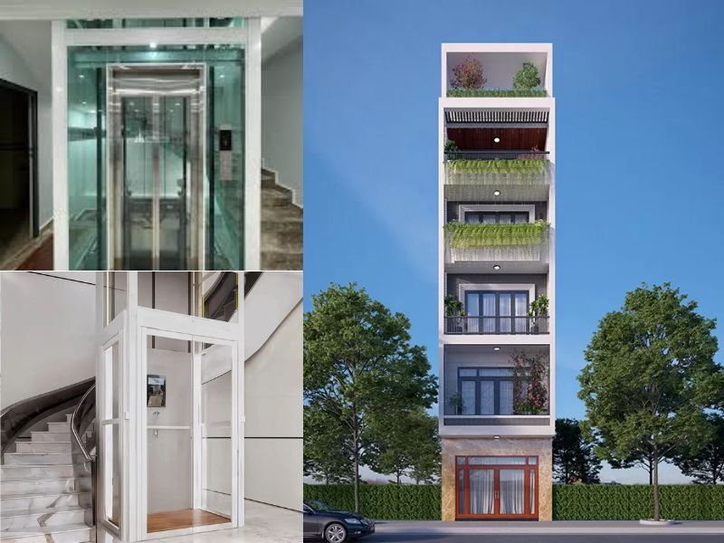 Tích hợp thang máy trong mẫu nhà 5x17m giúp việc di chuyển thuận tiện hơn