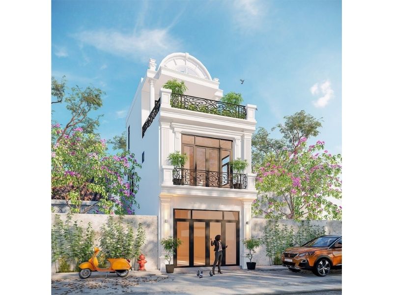 Nhà 2 tầng 1 tum tân cổ điển 70m2