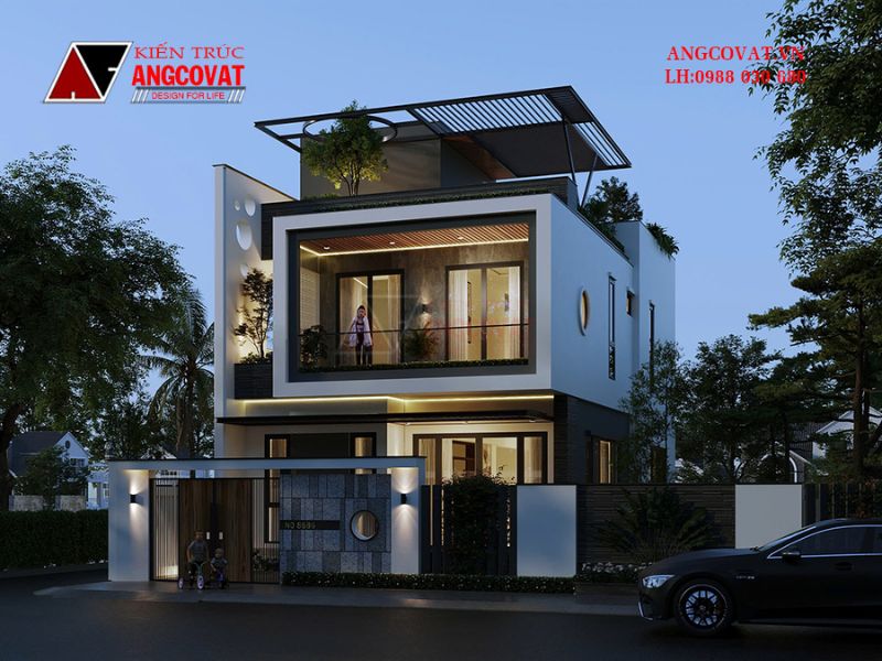 Nhà 2 tầng 1 tum sử dụng hệ mái bằng