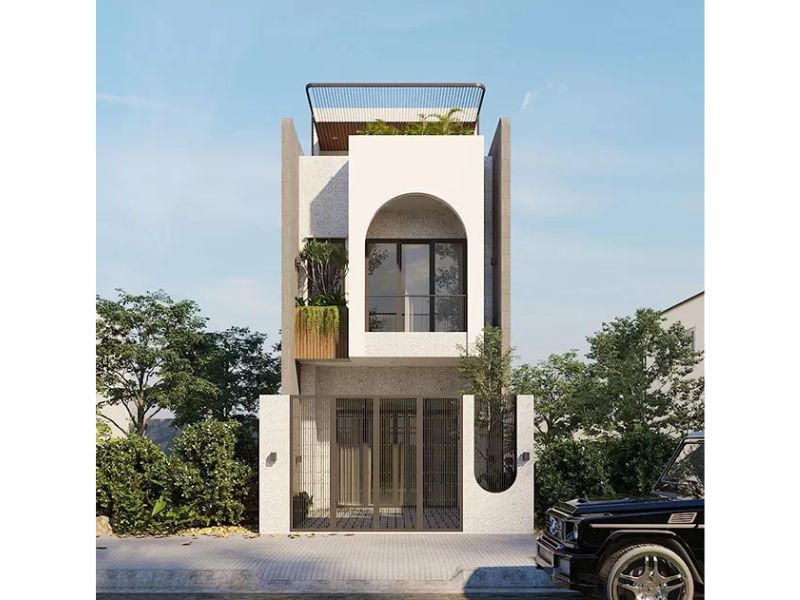 Kiến trúc nhà ống 2 tầng hiện đại mặt tiền 5m