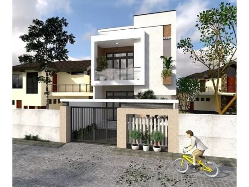 Thiết kế nhà 2 tầng 5x17m mái bằng