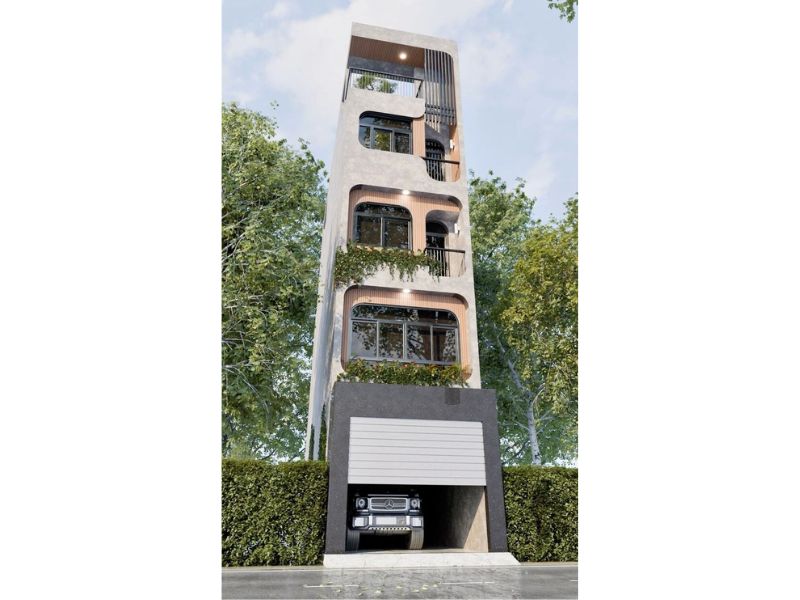 Tham khảo mẫu nhà 5 tầng đẹp có gara để xe tiện lợi