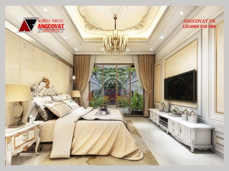 Phòng ngủ biệt thự được thiết kế theo phong cách tân cổ điển đẹp nhất