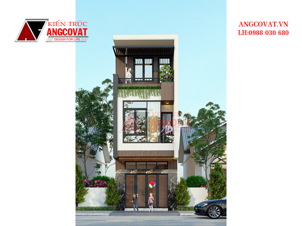 Hình ảnh 3D mẫu nhà phố 3 tầng 4x15m 