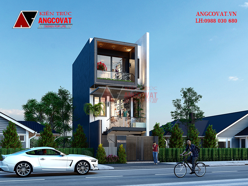 Bản vẽ thiết kế nhà 3 tầng  4x15m hiện đại