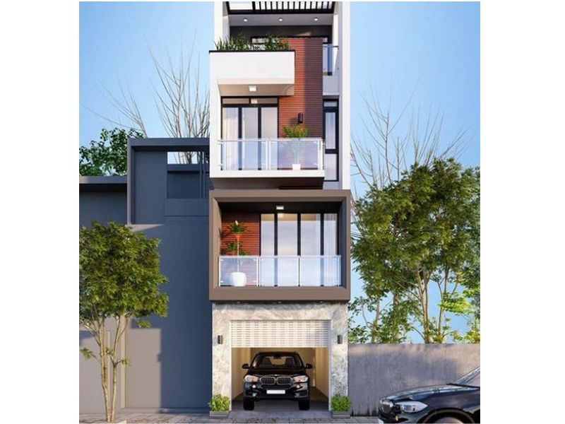 Mẫu nhà 6x17 sử dụng toàn hộ cửa kính hỗ trợ đón sáng, đón gió hiệu quả 