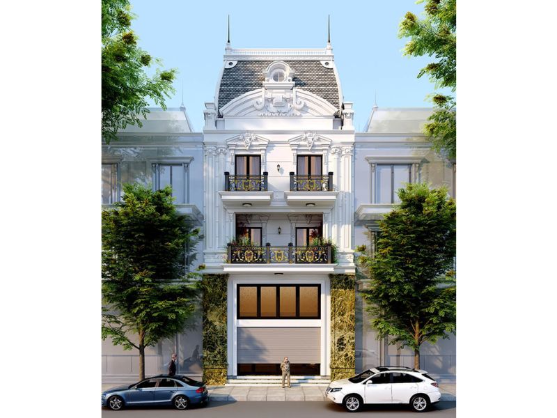 Thiết kế nhà 6x17 tân cổ sang trọng, thanh lịch 