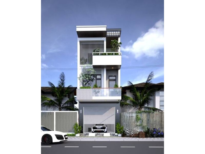 Thiết kế nhà 6x17 có gara phong cách hiện đại, tối ưu ánh sáng và thông gió