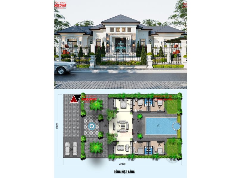 Mặt bằng biệt thự địa trung hải sang trọng