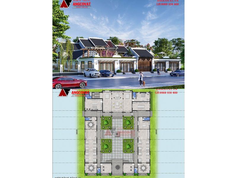 Nhà kiểu tứ hợp viện hiện đại 500m2