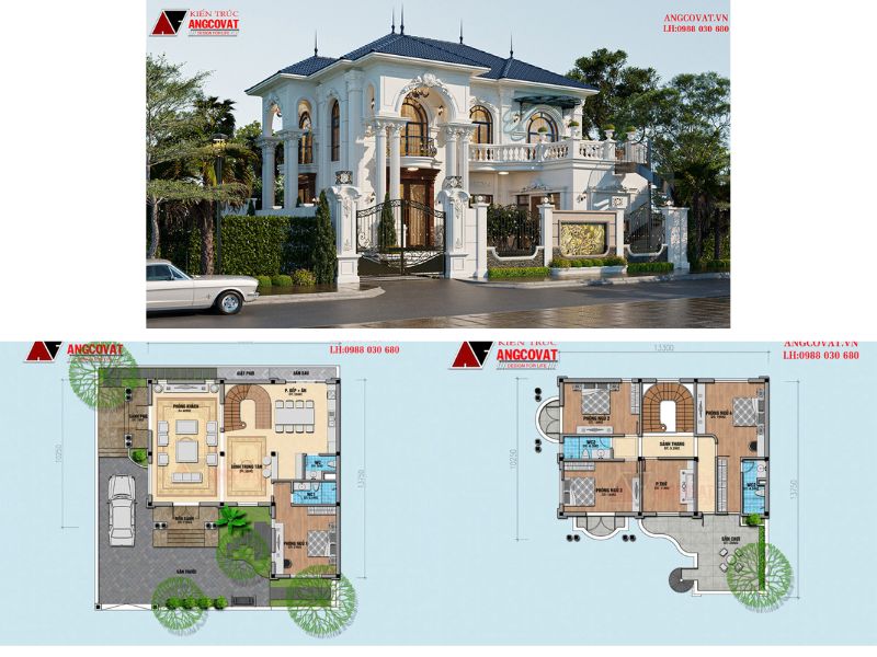 Công trình biệt thự 2 tầng xây dựng trên quỹ đất 500m2