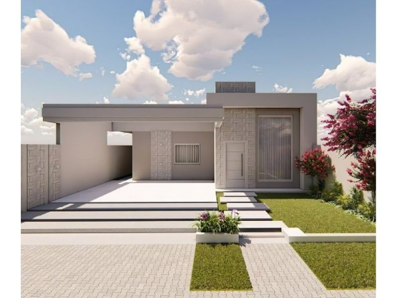 Nhà 1 tầng mái bằng hiện đại gam màu trắng