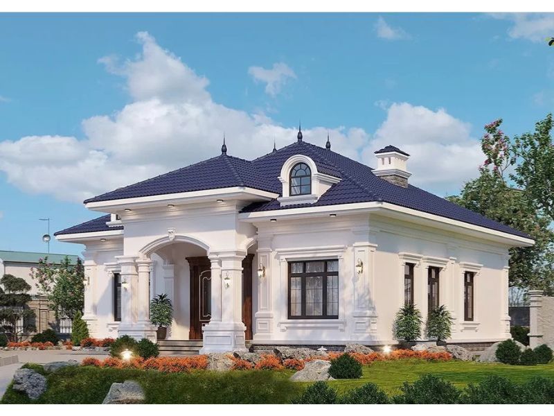 Kiến trúc nhà 1 tầng 9x15m tân cổ điển