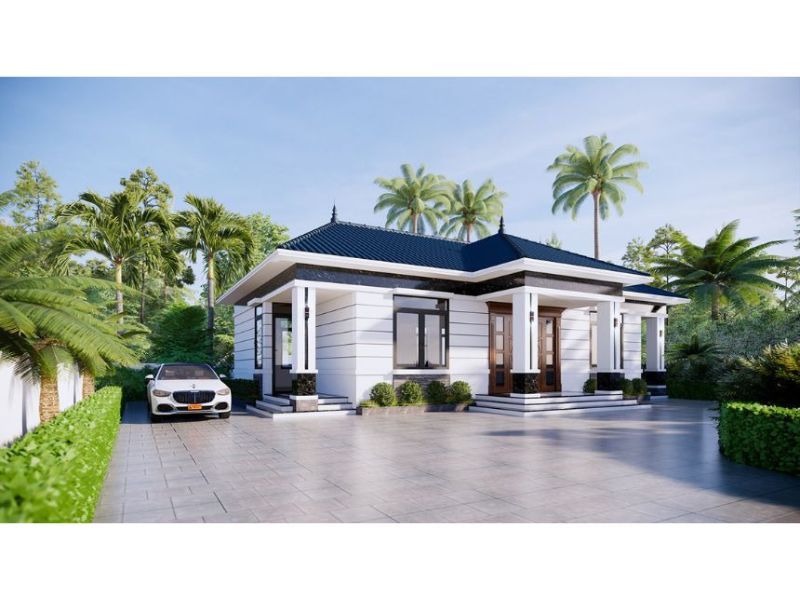 Nhà vườn 1 tầng có khoảng sân rộng