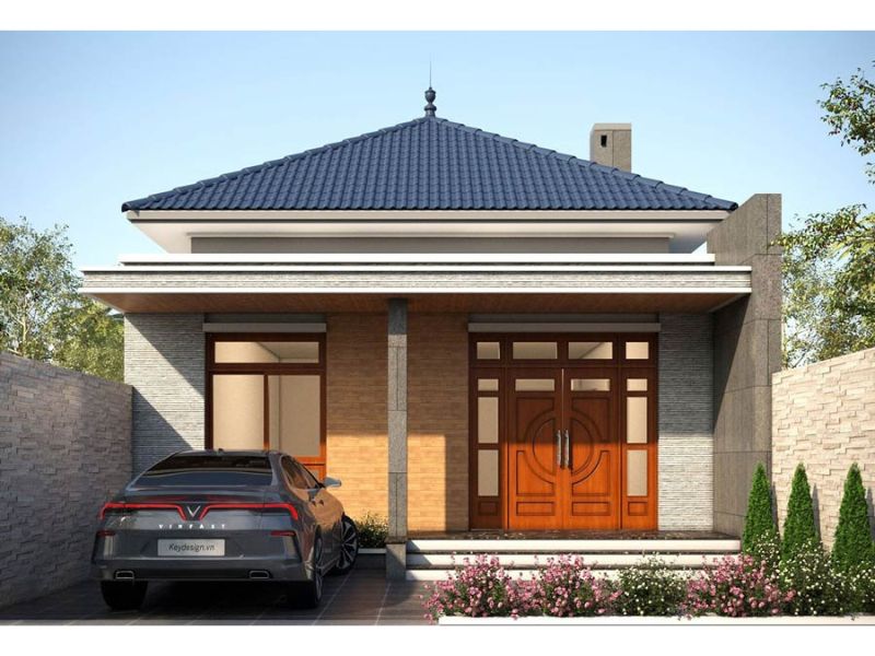 Mẫu nhà 1 tầng mái Nhật mặt tiền 9m