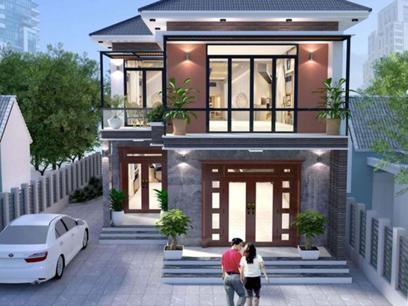 Mẫu thiết kế nhà Mái Nhật chữ L đơn giản mà hiện đại 90m2