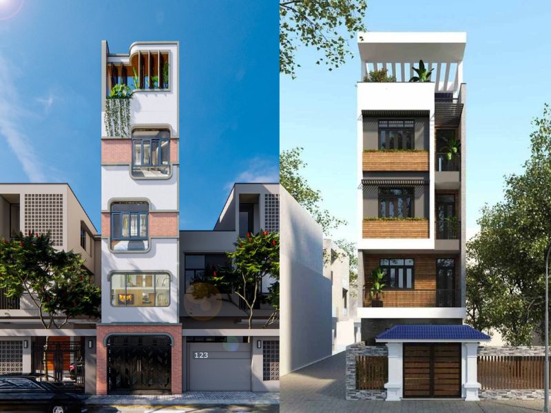 Thiết kế nhà phố mặt tiền 5m có sân thượng thoáng đãng