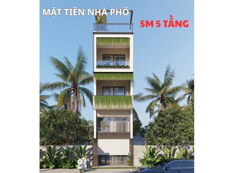 Thiết kế nhà phố 5 tầng vừa thẩm mỹ vừa tiện nghi