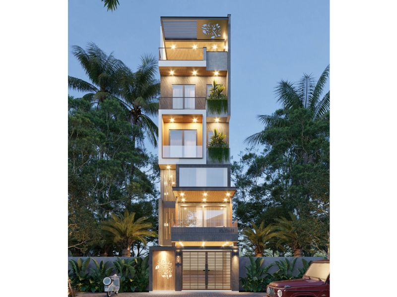 Hình ảnh thiết kế nhà phố 5 tầng phong cách hiện đại