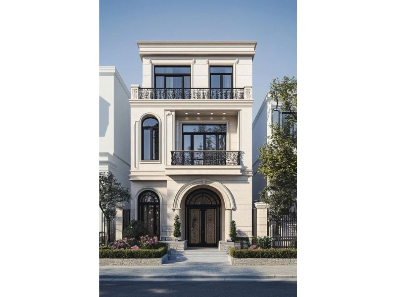 Vẻ đẹp nhà 3 tầng 10x20m gam màu trắng