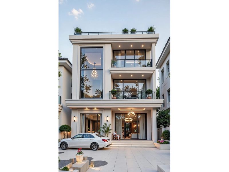 Kiến trúc biệt thự 3 tầng sân vườn rộng