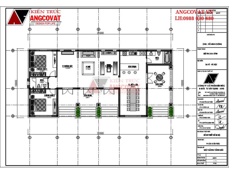 Mẫu nhà 3 gian 2 chái kiểu mái thái hiện đại diện tích 200m2 BT204116 -  Kiến trúc Angcovat