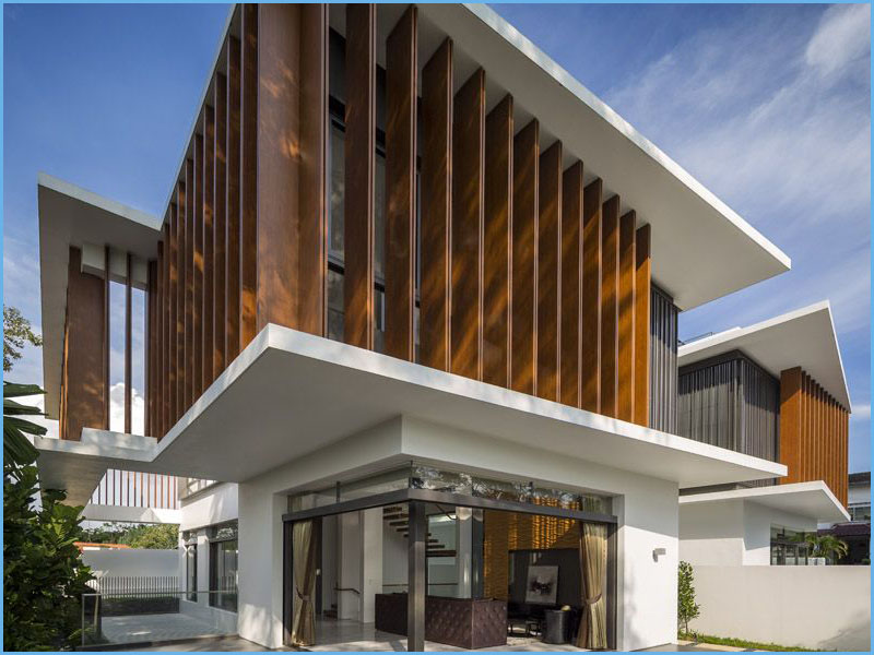 thiết kế nhà 3 tầng bằng gỗ hiện đại