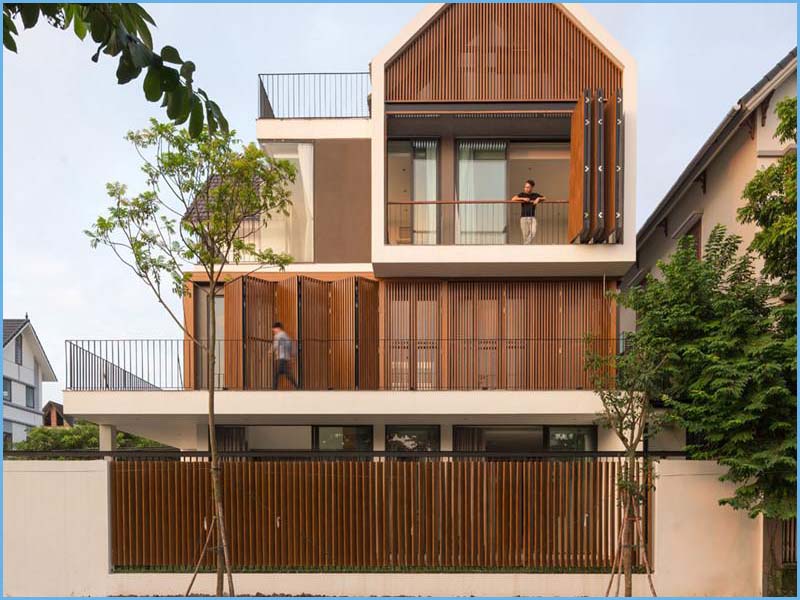 nhà 3 tầng bằng gỗ phong cách hiện đại