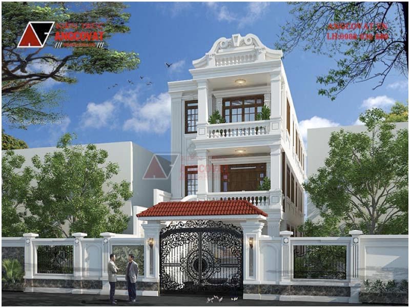Tính toán chi phí xây nhà 3 tầng 150m2 qua mẫu biệt thự phố bán cổ điển tại Quảng Ninh