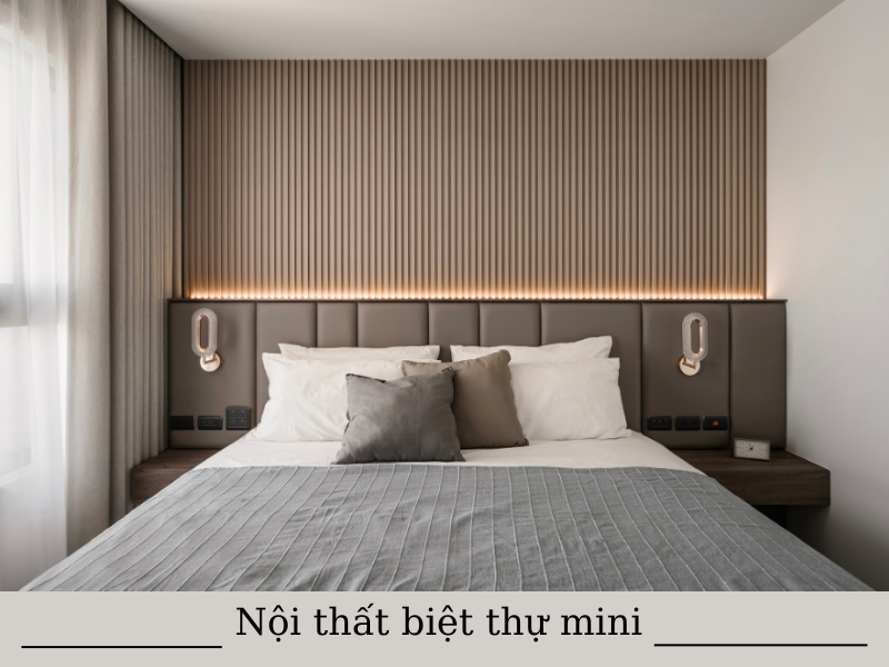 Đối với phòng ngủ được bố trí đồ nội thất cơ bản sử dụng chất liệu gỗ công nghiệp MDF chống ẩm.