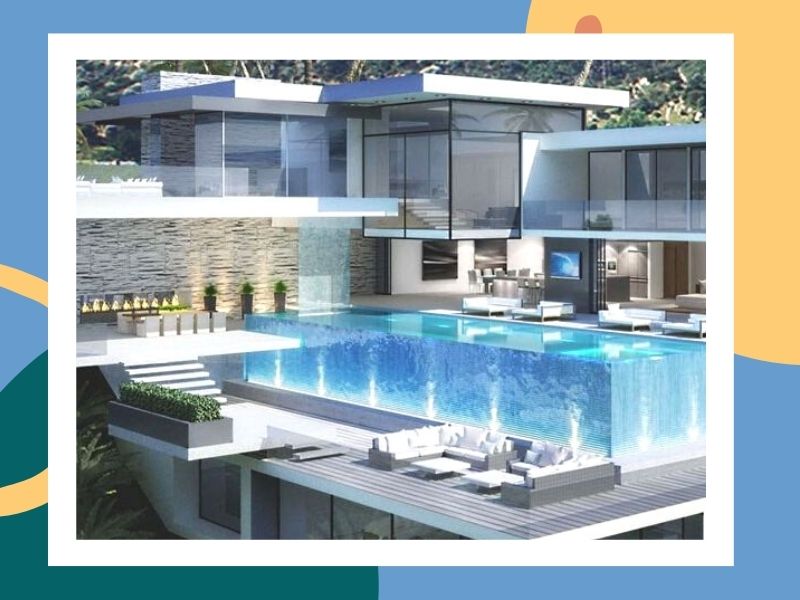 mẫu thiết kế biệt thự có hồ bơi trên sân thượng