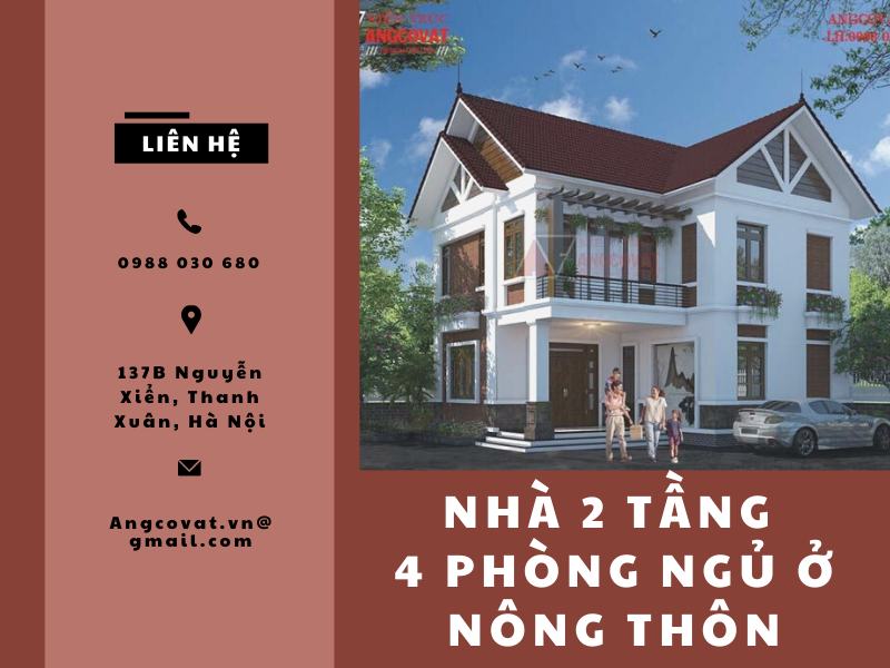 20 Bản Vẽ Thiết Kế Nhà 2 Tầng 4 Phòng Ngủ Ở Nông Thôn Hot Hit Nhất Năm 2021  - Kiến Trúc Angcovat