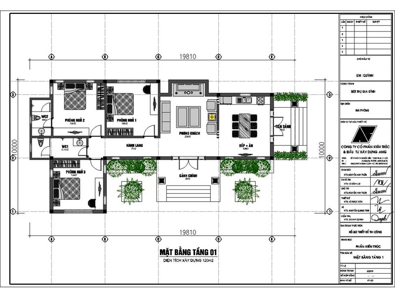 Những thiết kế mặt bằng nhà vườn 1 tầng 3 phòng ngủ ăn khách nhất hiện nay  - Kiến trúc Angcovat