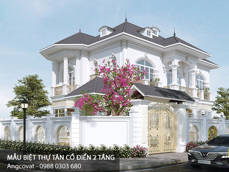  thiết kế nhà villa 2 tầng phong cách tân cổ điển đẹp