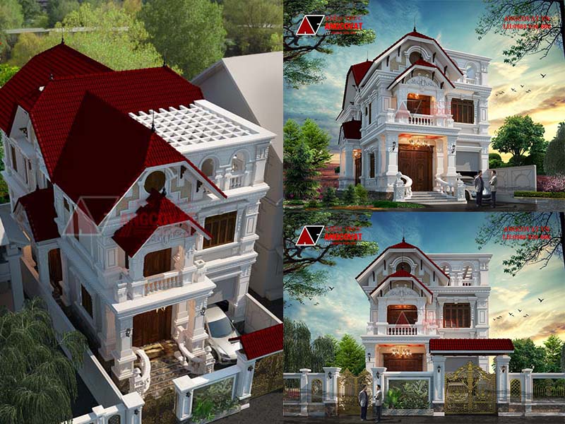 xây nhà 2 tầng 1 tum hết bao nhiêu tiền với phong cách cổ điển