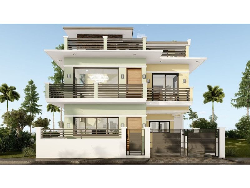 Nhà mái bằng 3 tầng gam màu trắng tinh khôi
