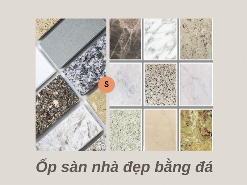 Sử dụng đá trong ốp sàn nhà đẹp là phương án được sử dụng vô cùng phổ biến
