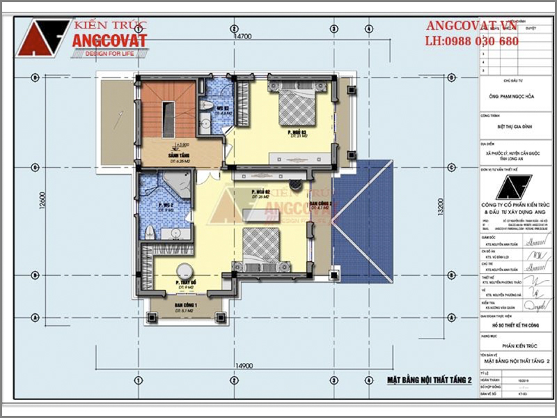 Xu hướng thiết kế nhà 2020: Biệt thự 3 tầng tân cổ điển đẹp mê hồn – Mặt bằng tầng 2