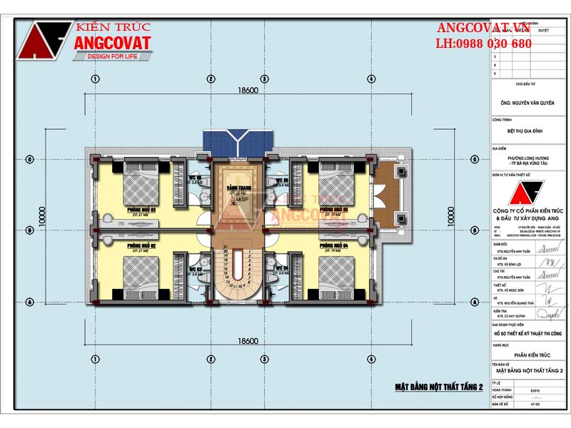 Bản vẽ thiết kế nhà 2 tầng hoàn chỉnh số 3: Hình ảnh mặt bằng tầng 2