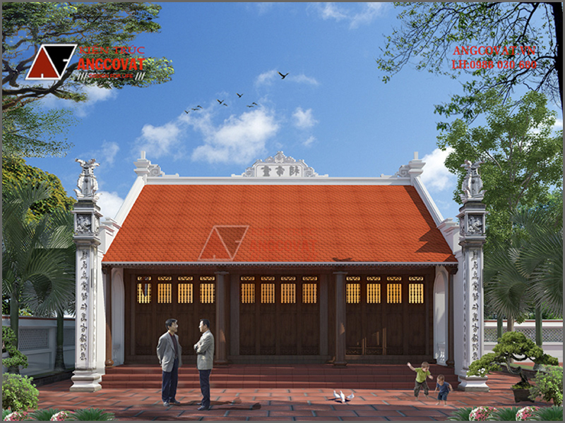Hình ảnh phối cảnh 3D: Mẫu nhà thờ tổ đẹp diện tích 80m2 tại Thái Bình