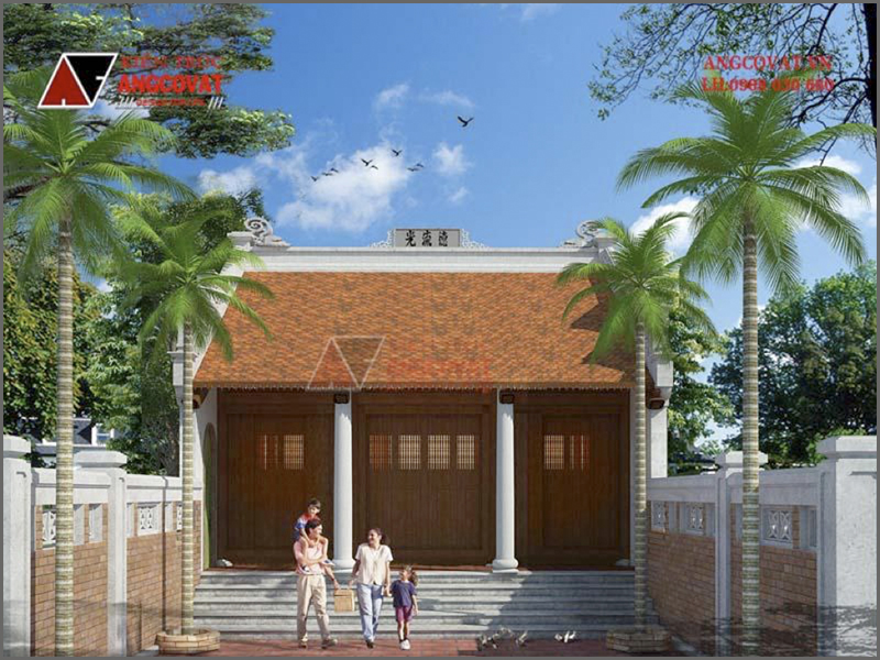 Phối cảnh 3D: Mẫu nhà thờ tổ đẹp diện tích 50m2 được xây dựng tại Hà Nội