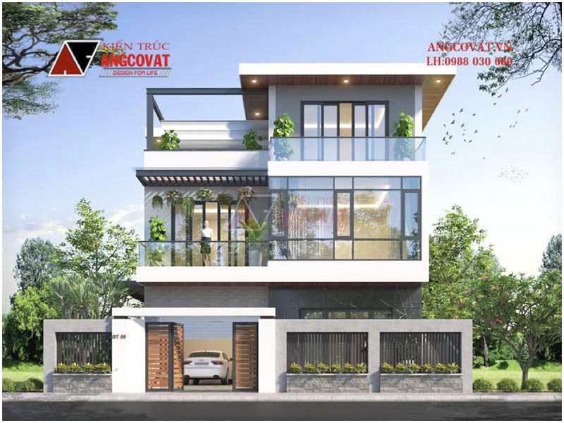 View 2: Bản vẽ 3D nhà biệt thự 3 tầng diện tích 110m2 tại Quảng Ninh