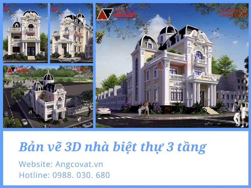 Chi phí thiết kế bản vẽ 3D nhà biệt thự 3 tầng