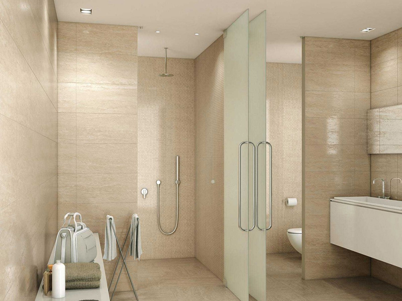 Gạch lát nền nhà vệ sinh đẹp kết hợp với đồ nội thất làm nên sự hoàn mỹ của không gian