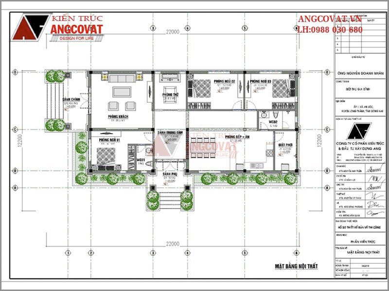 Mặt bằng nội thất: Thiết kế nhà cấp 4 mái ngói diện tích 180m2 tại Đồng Nai