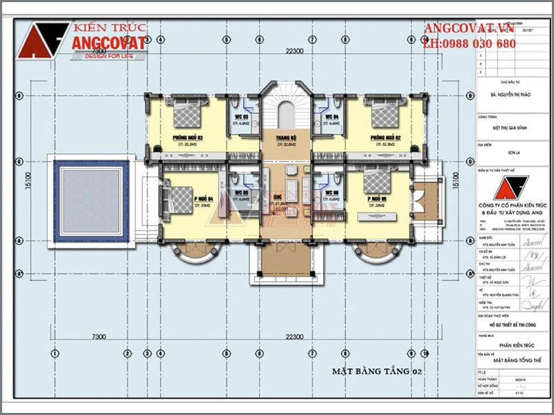 Bản vẽ thiết kế nhà bao nhiêu tiền – Mặt bằng tầng 2 mẫu số 5